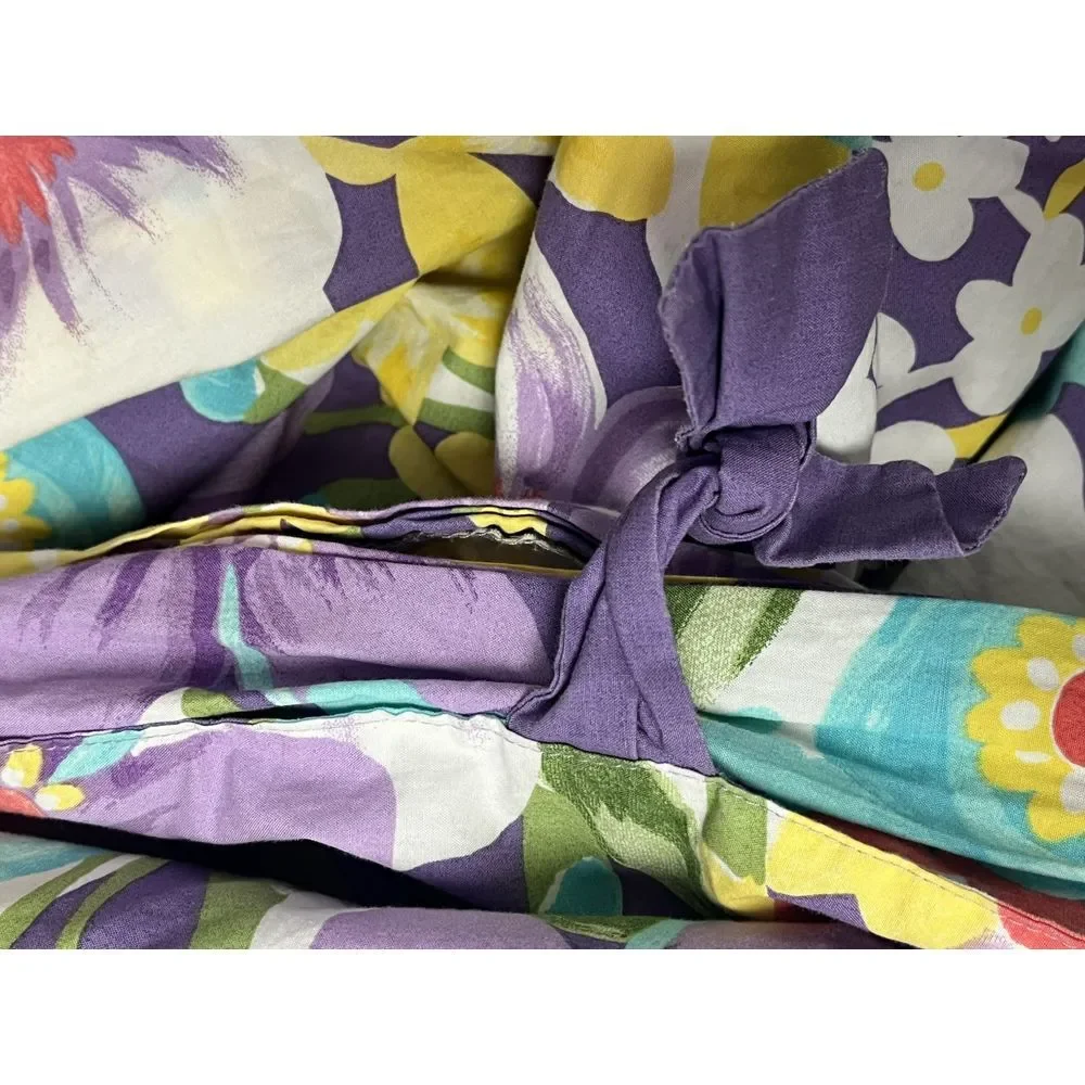 Pottery Barn Kids Poppy Duvet Cover Full / Queen Purple Multi Floral Tie Closure
